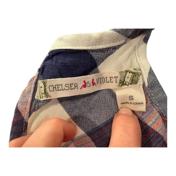 Chelsea & Violet Women’s Small Plaid Sleeveless Tank Dress/Tunic Halter Fringe - Picture 8 of 8